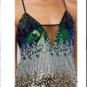 🆕 $60 bebe Colorful Sequin Plunge Tank, Sz…